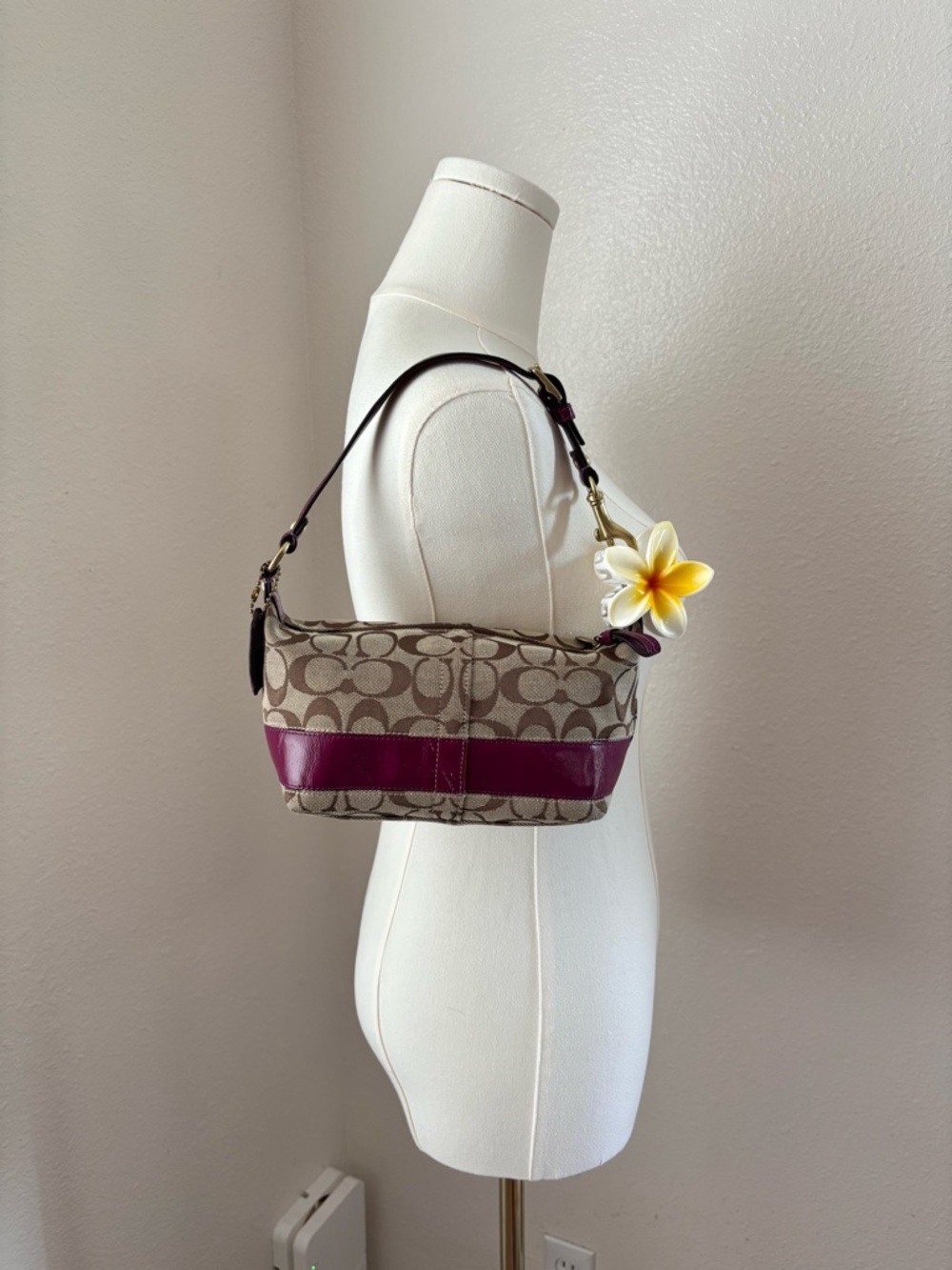 Vintage COACH Y2k Legacy Stripe Signature Canvas Mini Purse Shoulder Bag